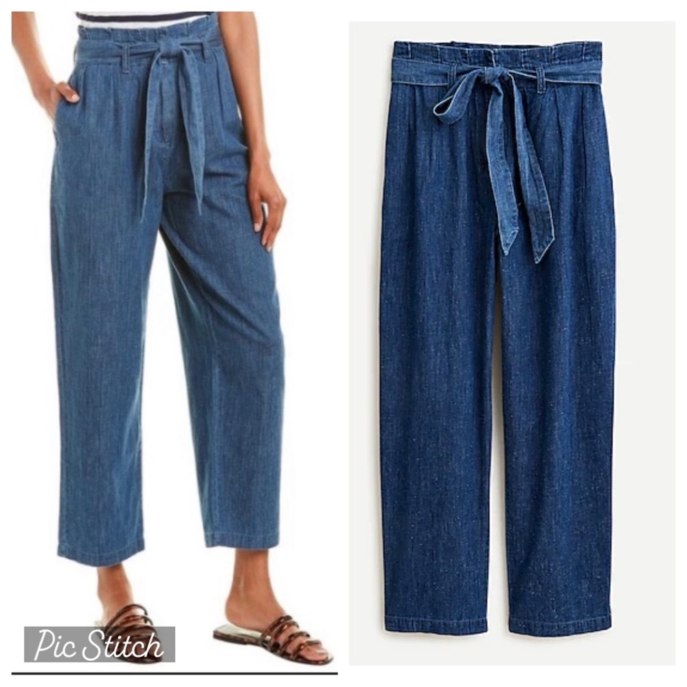 NWT J. Crew high waist paper bag wide leg chambray pant